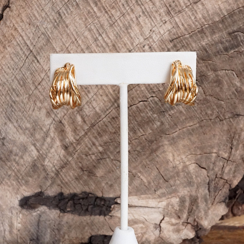 Contemporary Huggie Hoop Earrings – Gold Tone