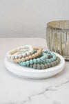 Wood glass basic bracelets stack beaded bracelet set