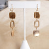 Boho Square Dangle Earrings – Worn Gold Tone