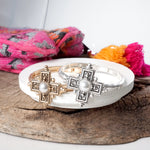 Boho Cross Drop Statement Bangles – Gold & Silver Tones