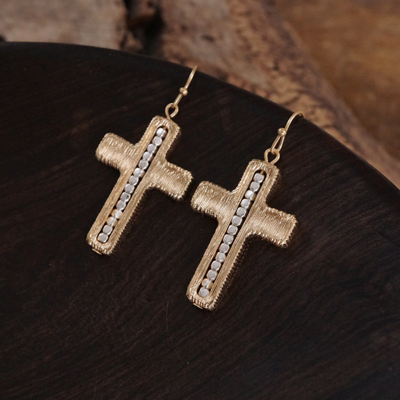 Minimalist Cross Dangle Earrings – Gold or Silver Tone