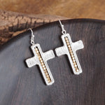 Minimalist Cross Dangle Earrings – Gold or Silver Tone