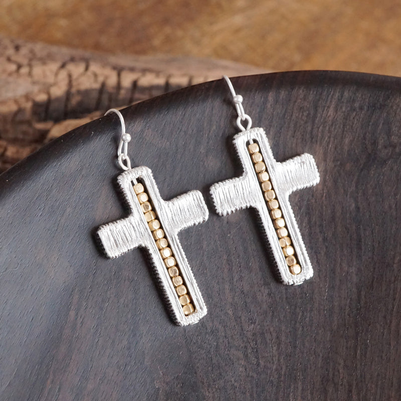 Minimalist Cross Dangle Earrings – Gold or Silver Tone