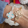 Sacred Shape – Sideways Hammered Cross Stretch Chain Bracelet