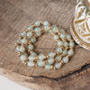 Glass Beaded Bracelet Stack with Worn Gold Accents – Green, Cream, or Gray