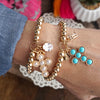 Golden Keepsakes – Charm Cluster Stretch Bracelet with Beads & Stones