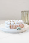 Boho Beaded Bracelet Set Wood Acrylic and Golden Metal Beads Quartz