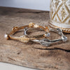 Sea Life Shell and Pearls Bangle Bracelet - Gold Silver tone