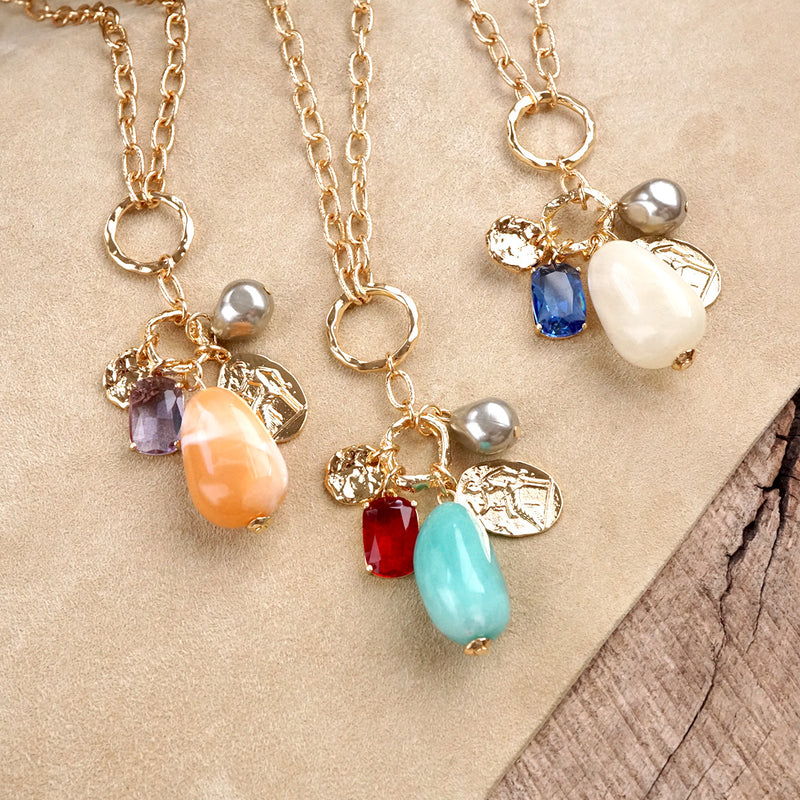 Desert Bloom – Long Cluster Charm Necklace