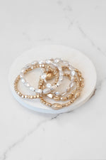 Boho Gold and silver Beaded Bracelets stack of 5