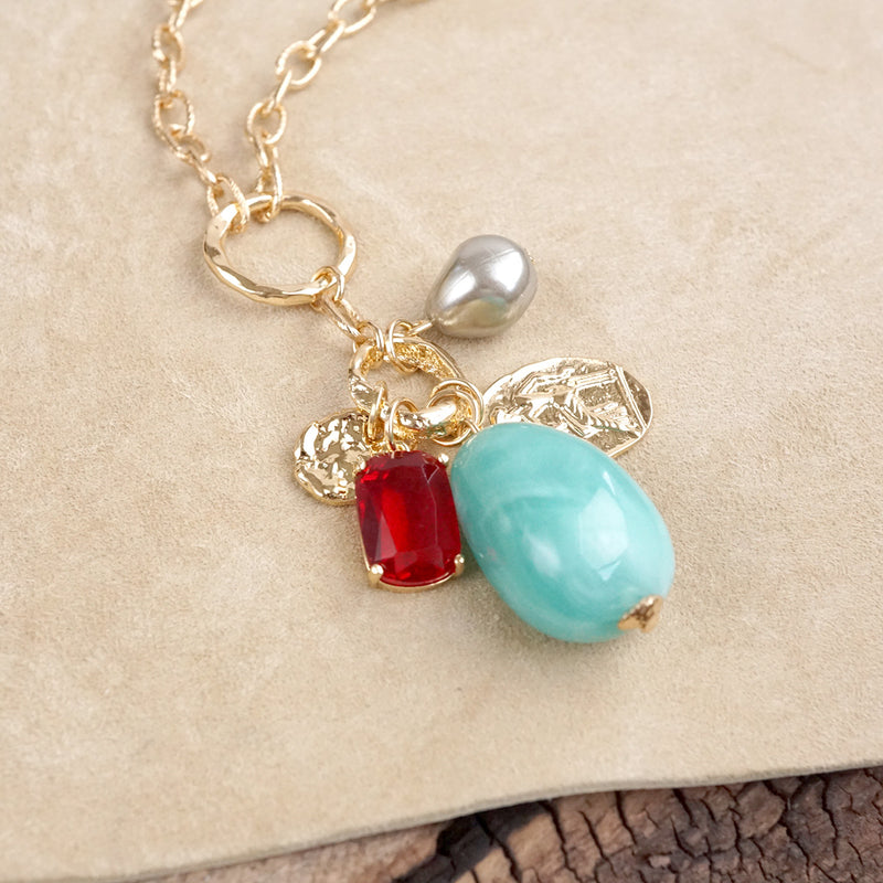 Desert Bloom – Long Cluster Charm Necklace