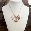 Multi-Charm Chinoiserie & Shell Locket Necklace – Pink & Gold