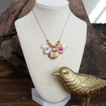 Multi-Charm Chinoiserie & Shell Locket Necklace – Pink & Gold