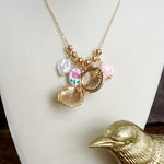 Multi-Charm Chinoiserie & Shell Locket Necklace – Pink & Gold