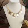 Textured Coins Statement Necklace – Gold Tone