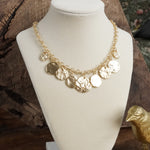 Textured Coins Statement Necklace – Gold Tone