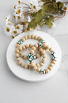 Wooden beads bracelet stack of 3 with animal print beads
