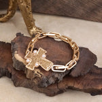 Sacred Shape – Sideways Hammered Cross Stretch Chain Bracelet