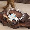 Sacred Shape – Sideways Hammered Cross Stretch Chain Bracelet
