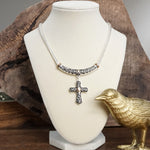 Sacred Drift – Filigree Cross Necklace with Whisper of Gold