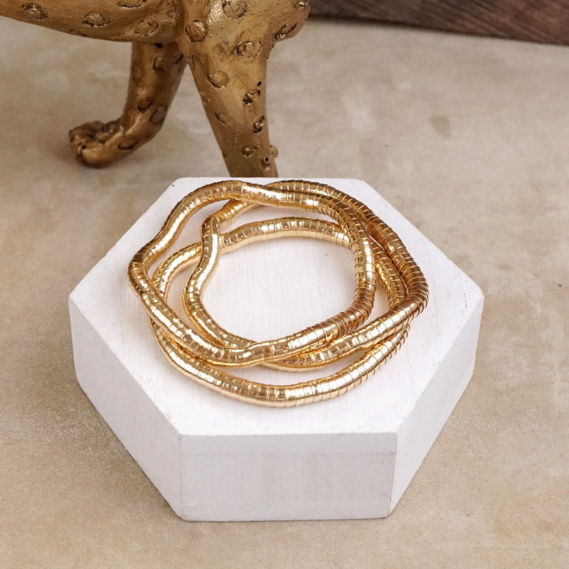 Everyday Ease – Stretchy Trio Bracelet Set in Gold or Silver Tone