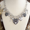 Eternal Bond – Heart Charms Necklace & Earrings Set in Worn Silver