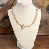 Front Toggle Paved Crystals Paperclip Chain Statement Necklace – Gold or Silver Tone