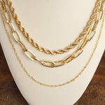 Multi Layer minimalist Chain Necklace in Rustic Worn Gold Tone