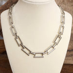Urban Edge – Chunky Flat Rectangle Link Necklace in Silver Tone