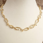Boho Necklace – Raw Twisted Link Chain in Gold Tone