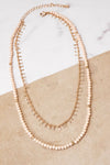 Double Layered Boho Chain and Glass Beads Short Necklace