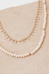 Double Layered Boho Chain and Glass Beads Short Necklace