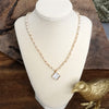 Short Beaded Clover Pendant Necklace with Semi-Precious Stone Beads