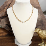Short Anchor Chain Necklace with Emerald-Cut Crystal – Gold or Silver