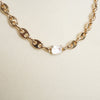 Short Anchor Chain Necklace with Emerald-Cut Crystal – Gold or Silver