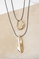 Double strand minimalist abstract necklace Gold and black Multi Layer Bubble