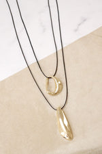 Double strand minimalist abstract necklace Gold and black Multi Layer Bubble