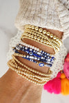 Small ball beads bracelet stack of 5 bracelets Worn Gold