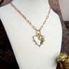 Modern Spiky Heart Paperclip Necklace - Gold Tone