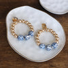 Chinoiserie Beaded Hoop Circle Drop Statement Earrings – Gold Tone