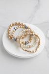 Beaded Bracelets Set of 4 bracelets animal print glass metal wood beads neutrals