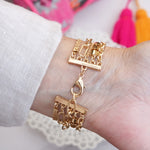 Golden Strands – Clover Charms 5-in-1 Multi-Layer Chain Bracelet with