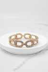 Sparkly Bangles hinge links Gold tone Crystals
