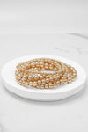 Multi size ball beaded bracelet stack gold tone bracelets
