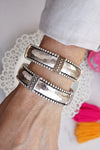 Heritage Shine – Wide Hammered Stretch Bangle