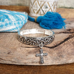 Graceful Whimsy – Classic Filigree Stretchy Bangle with Charm