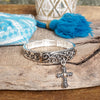 Graceful Whimsy – Classic Filigree Stretchy Bangle with Charm