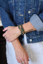 Beaded bracelets set in Olive Green and Gold