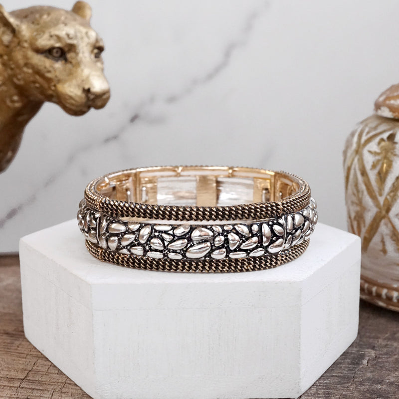 Moon Pebble – Textured Wide Stretch Bangle