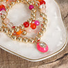 Colorful Beaded Bracelet Set with Oval Charm & Clear Crystal